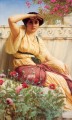 新古典主義者の女性ジョン・ウィリアム・ゴッドワードの古典的な花を試す